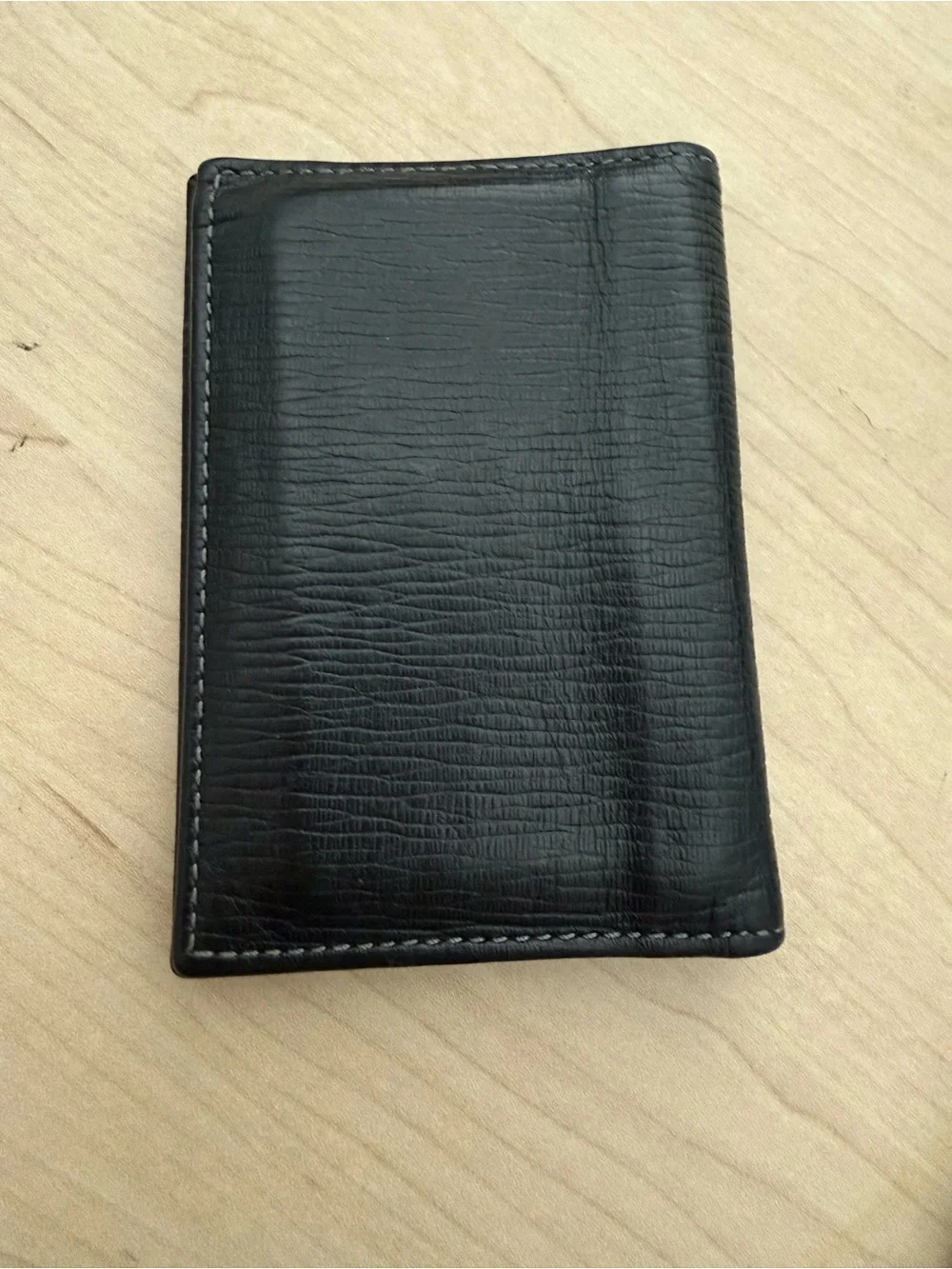 Salvatore Ferragamo Black Textured Leather Card Wallet with Metal Logo